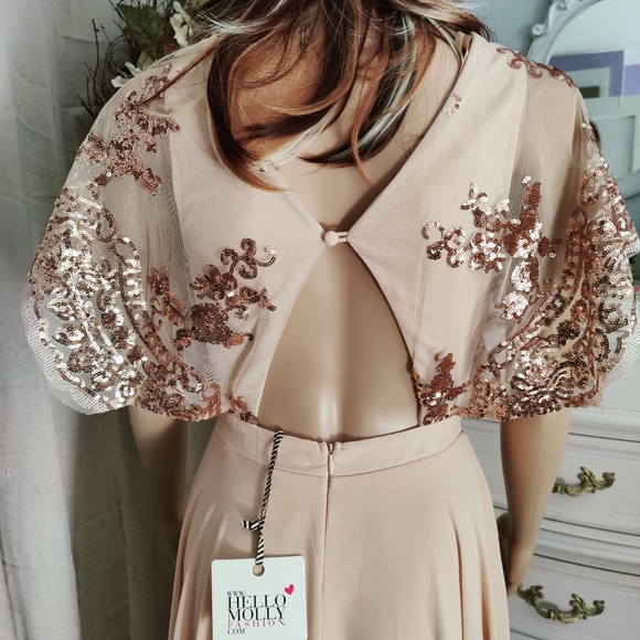 NWT Hello Molly Rose Gold Hi Lo Mardi Gras Ball - Picture 5 of 11